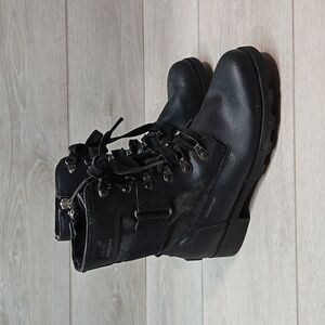 Sorel Big Girl Kids Ankle Moto Leather Combat Shoes boots sz 4